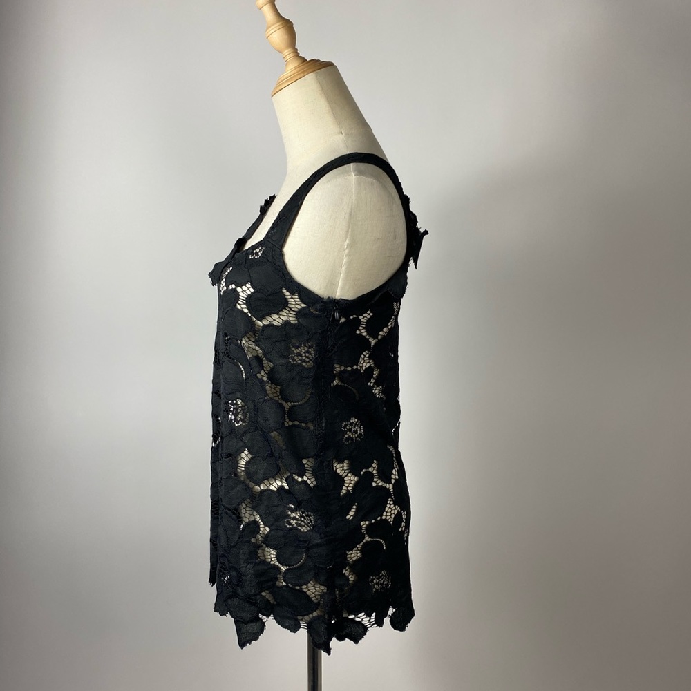 GENUINE PEOPLE Lace Appliqué Floral Tank Black M - Picture 6 of 7